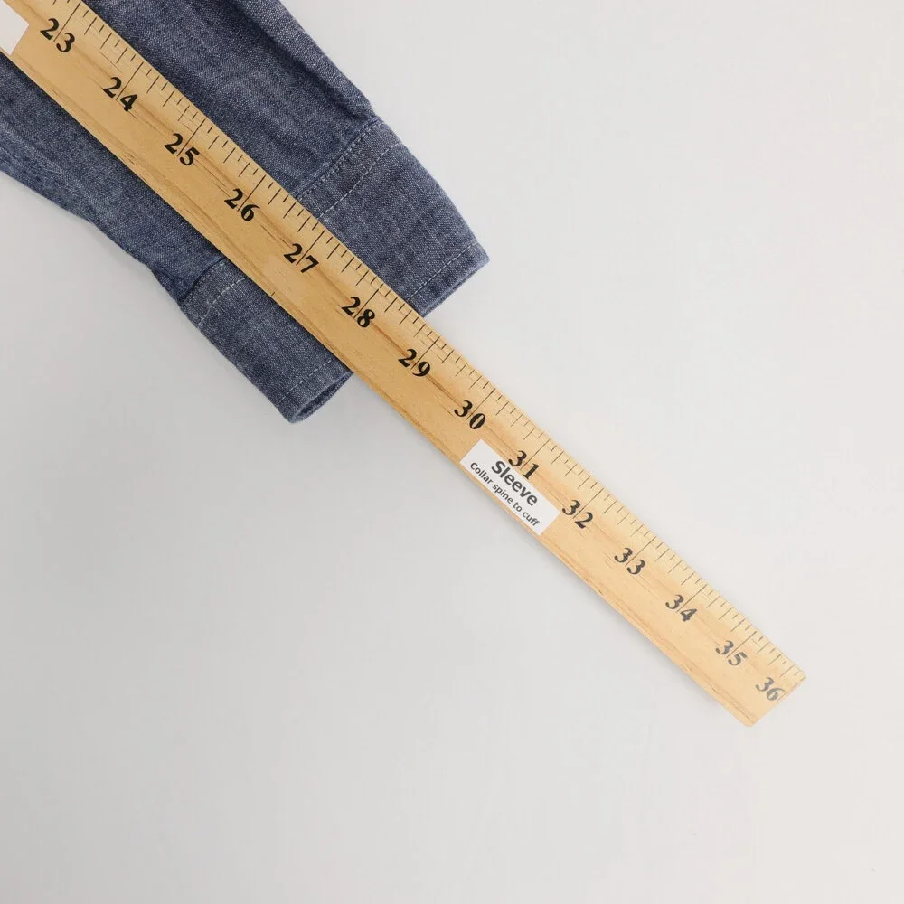 Ralph Lauren Shirt Boys L 14/16 Blue Chambray Long Sleeve Button Down Cotton